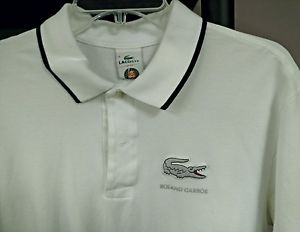 Roland Garros Lacoste Tennis Polo White Size 6 Large Rare And Excellent Big Croc