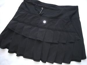 Women's Lululemon Pace Setter Skort sz 2 REG Black Running Tennis Skirt Pleats