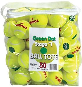 Tennis Balls Tourna Green Dot(50-pack) Low Compression Ball Full Court play New