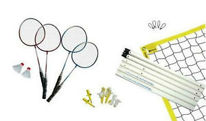 Badminton Set Kit Rackets Shuttlecocks Birdie Net Outdoor Game Sport 4-Player