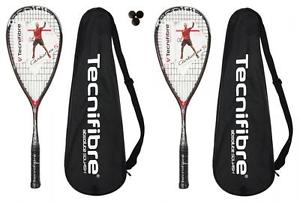 2 x Tecnifibre Carboflex 125 S Basaltex Raquettes De Squash + Balles De 3 Squash