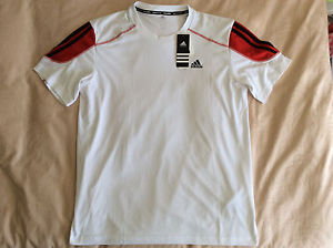 ADIDAS Men`s ClimaLite Tennis Sports Training Tee White Sz L