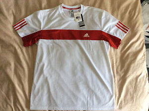 ADIDAS Men`s Galaxy Tennis Tee White/Red XL