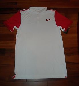NWT Men's  Nike Tennis Fall Advantage Polo Shirt Size L Color White / Red 739645