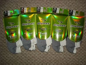 NEW 5 Pairs DryMax Tennis No Show Tab Socks XL - Made in the USA