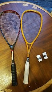 BLACK KNIGHT 8110 SUPERLITE 3G CARBON 4 SQUASH RACQUET + HARROW RACQUET + WRAPS