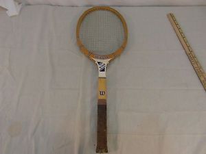 Wilson Wooden Blue White Antique Vintage Tennis Racket Leather Grip 31641