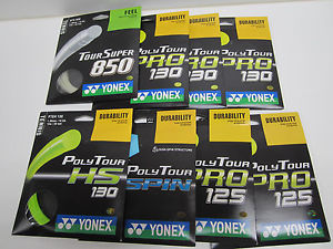 **NEW**  LOT OF 8 SETS YONEX TENNIS STRING. POLY TOUR HS, SPIN PRO. VAIROUS