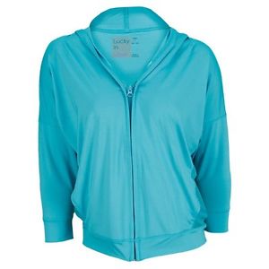 LUCKY IN LOVE WOMEN'S FIJI TENNIS JACKET CJ03 AQUA SIZE LARGE NWT