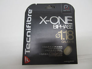 **NEW**  LOT OF 2 SETS TECNIFIBRE X-ONE BIPHASE 18 (1.18) NATURAL TENNIS STRING