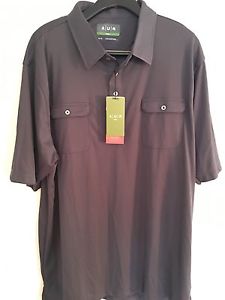 AUR Shirt Polo NWT Mens Aware Geo Tech THE DOWNS NY Tennis S/S XL Black