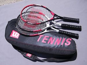 Wilson Ultra TI Titanium Tennis Racquet Lot of 3 + Bag 4 1/2" 4 3/8" 3 7/8" Grip