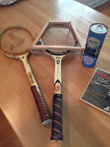 LOT Spalding Pancho Gonzales Vintage Wood Tennis Racquets, Tennis Balls, Book
