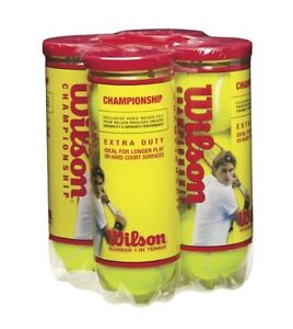 Yellow Tennis Balls, Wilson Championship Extra Duty, 4 Pack, (12 Balls) NEW