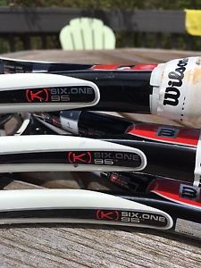 3 Used Wilson Six.One 95 16 x 18 Tennis Racquets