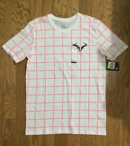 NIKECOURT Rafael Nadal Crew Tee Men's Small White/PINK! RARE! NEW!NWT! FREE SHIP