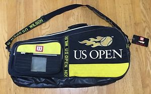 Wilson US Open Tennis Racquet Gear Bag Yellow/Black Shoulder Strap Luggage Tag