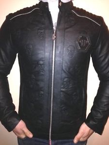 Philipp Plein New Leather Jacket Men's Jacket Fashion Coat BNWT Size XL