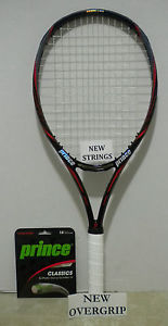 Prince Premier 105 ESP Tennis Racquet Racket 4 1/4 - NEW STRINGS + NEW OVERGRIP