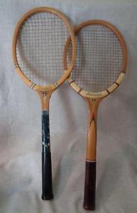 2 vintage tennis racquets Lawford and Cortland Line Autograph early 40's rackets