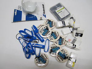 **NEW** BABOLAT PROMO ITEMS. BADGE, WRIST RUBBER BAND, BALL HOLDER, KEY CHAIN