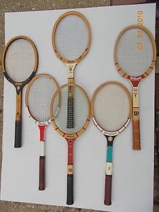 VINTAGE SET OF WOOD TENNIS RACQUETS - TAD, WILSON, PENNSYLVANIA- STAN SMITH