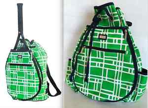 $128 LikeNew Ame & Lulu Women's Tennis Backpack Cricket Navy Green Print