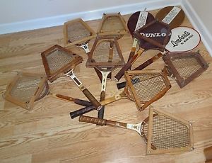 Lot of 12 Vintage Tennis RACKETS (Racquets) With Presses and Covers