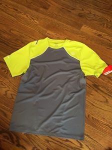 Wilson Tennis Shirt Crew Neck Well Equipped Lime & Grey New