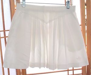 Vintage Adidas Women's White Tennis Skirt Pleated Size 12 Athletic Short