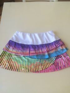 Women's Lucky In Love Tennis Skirt Sz EXTRA SMALL Bright Colors EUC