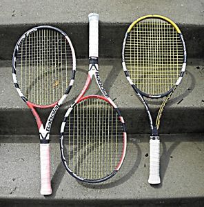 Babolat Lot of 3 Tennis Racquests Aero Storm Pure Storm with covers, Good cond