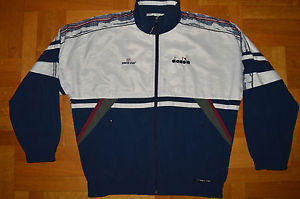 Vintage DIADORA DAVIS CUP Tennis Jacket Track suit top Windbreaker Running men L