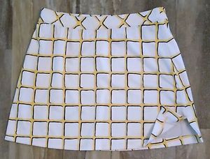 TAIL S White & Yellow Tennis Racquet/Net Print Poly/Lycra/Jersey Court Gym Skirt