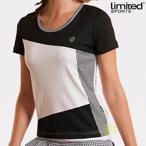 Limited Sports Mujer Camiseta de tenis Vichy blanco/negro
