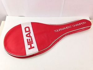 Vintage Head Single Racket Cover Red White Zip Vegan Leather Vinyl