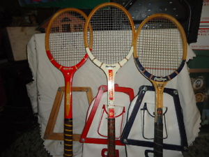 3 Vintage Wood Tennis Racquets Spaulding Rawlings MacGregor