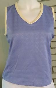 HEAD M Lavender & Yellow Trim Tennis Racquet Design Sleeveless v-neck Tank Top