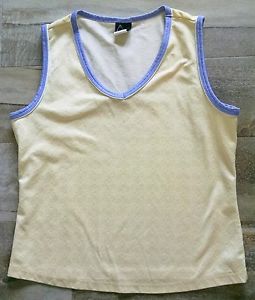 HEAD M Yellow & Lavender Trim Tennis Racquet Design Sleeveless v-neck Tank Top