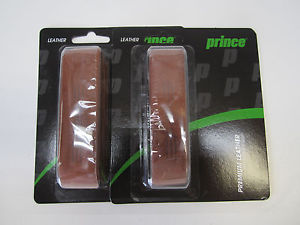 **NEW** LOT OF 2 PRINCE PREMIUM NATURAL LEATHER GRIP TENNIS / SQUASH / BADMINTON