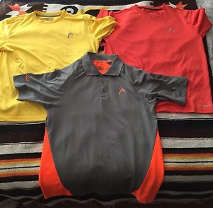 HEAD Men's Tennis Shirt 1 Polo 2 T Shirt Lot Medium