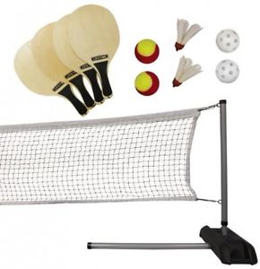 Pickleball Badminton & Quickstart Tennis Net Set Adjustable Height Steel Poles