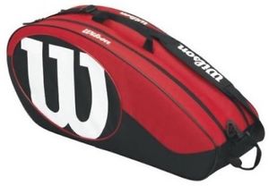 New Wilson Match II Tennis Racket Bag Red/Black/Multicolor, 6-Pack Free Shipping