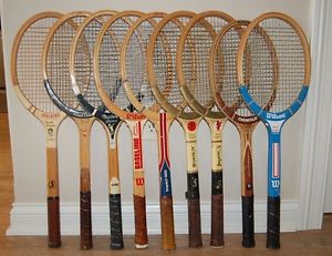 9 Vintage  Wood Tennis Racquets