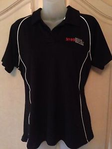 Wayne Gretzky Estates Women Polo Collar Golf Shirt Black Large Fitted Wicking