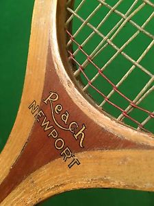 ANTIQUE REACH NEWPORT WOOD TENNIS RACKET 1915 VINTAGE USA