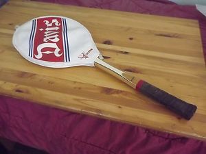 Vintage DAVIS CLASSIC TAD  Clasiden Wooden Tennis Racket and Cover 4 3/8"