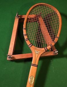 VINTAGE WRIGHT & DITSON DAVIS CUP WOOD TENNIS RACKET W/PRESS  1920's