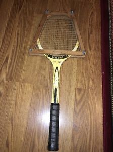 VINTAGE WOOD TENNIS RACKET SPALDING PANCHO GONZALES Professional W/ PRESS Case