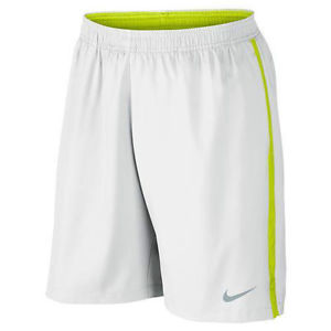 NIKE 9" COURT PLAID GRAPHIC MEN'S TENNIS SHORTS WHITE-VOLT